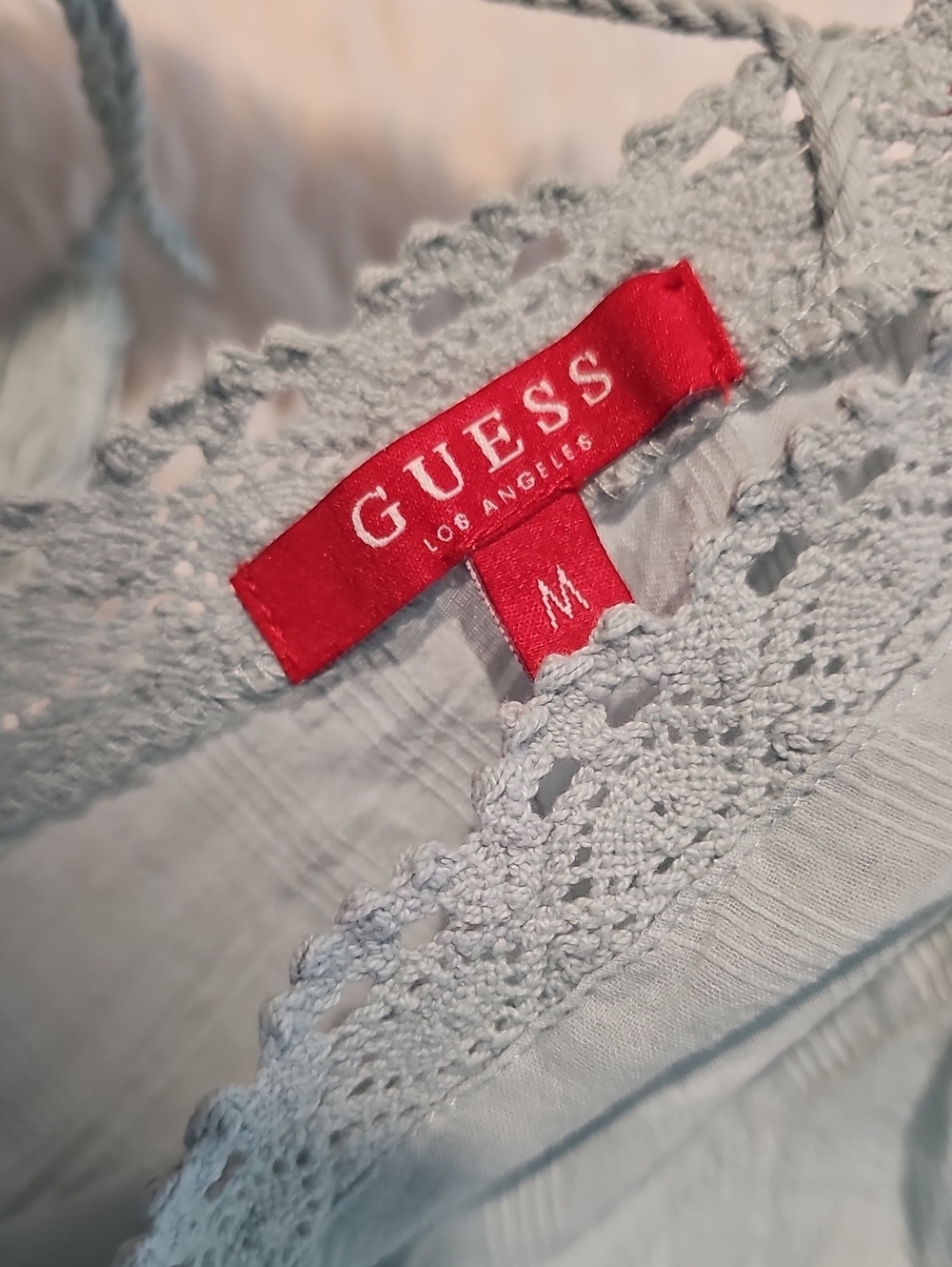 Guess Chambray Lace Crop Top - Picture 4 of 9